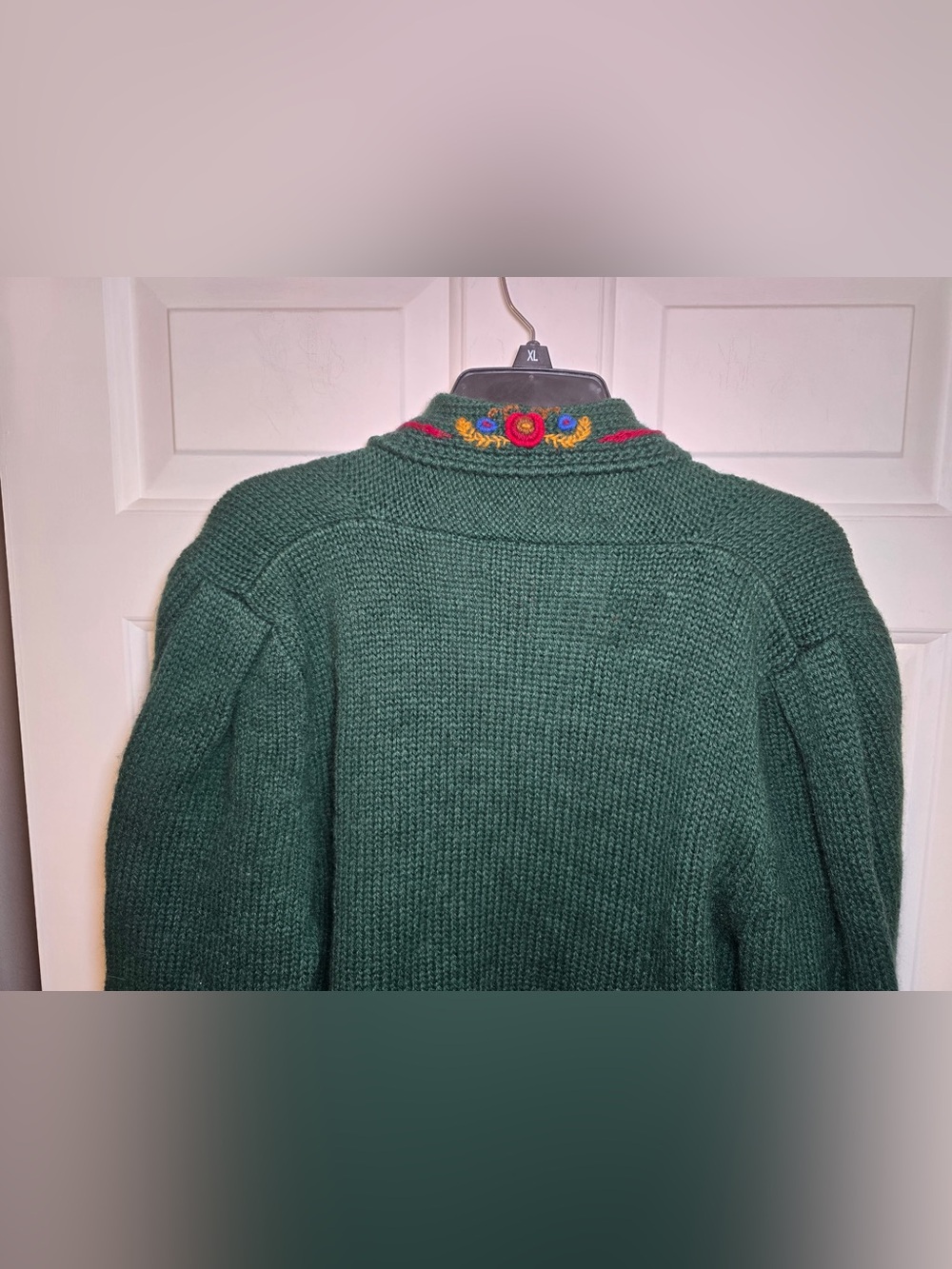 Vintage Susan Bristol Embroidered Cardigan Wool Floral Celtic Large ASO Phoebe - Picture 9 of 12
